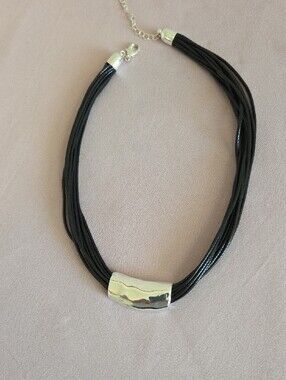 Stitch Fix Corey Corded Collar Statement Necklace Black Silver